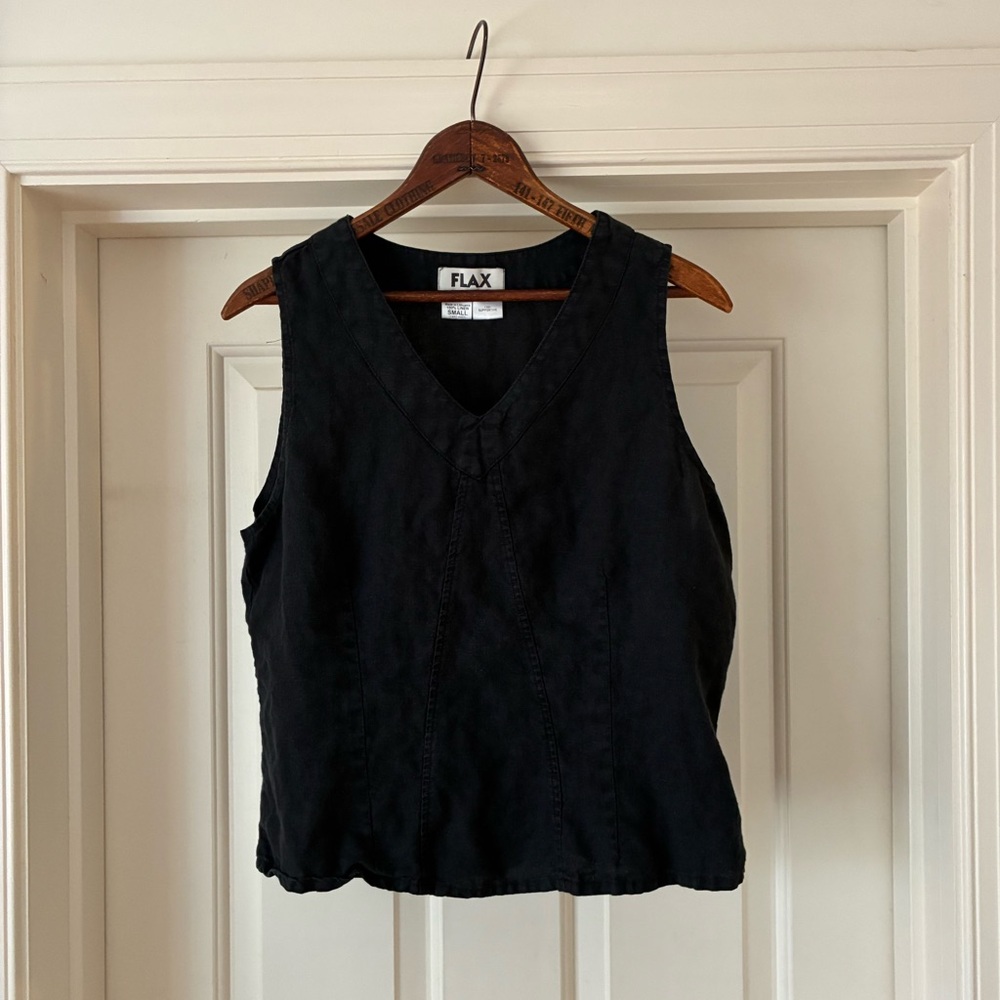 FLAX Women's Black Linen Tank Top